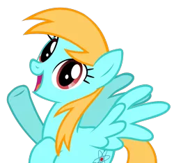 Size: 1600x1500 | Tagged: safe, artist:batbow, derpibooru import, oc, oc:particle mare, pegasus, pony, female, immatoonlink, open mouth, particle mare, simple background, smiling, spread wings, transparent background, vector, wings