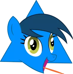 Size: 2740x2780 | Tagged: safe, artist:zsolnaym, derpibooru import, oc, oc:triangle mare, pony, female, head only, immatoonlink, mare, open mouth, particle mare, simple background, tongue out, transparent background, triangle, vector
