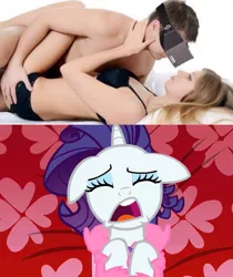 Size: 543x646 | Tagged: suggestive, derpibooru import, edit, editor:fluttershyisnot adoormat, screencap, rarity, human, pony, suited for success, breasts, floppy ears, implied human on pony action, implied interspecies, implied sex, marshmelodrama, meme, moaning, rarity being rarity, virtual reality