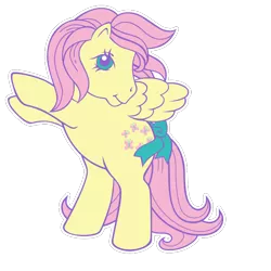 Size: 700x700 | Tagged: safe, derpibooru import, official, fluttershy, posey, pegasus, pony, cute, g1, g4, g4 to g1, generation leap, rainbow squad, rearing, retro, ribbon, shyabetes, simple background, solo, transparent background, vector