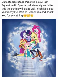 Size: 717x952 | Tagged: safe, derpibooru import, applejack, fluttershy, pinkie pie, rainbow dash, rarity, sci-twi, sunset shimmer, twilight sparkle, equestria girls, equestria girls series, spoiler:eqg series (season 2), 2019, cartoon heaven, end of g4, end of ponies, farewell, heaven, humane five, humane seven, humane six, rest in peace, the end, the end of equestria girls, the ride ends