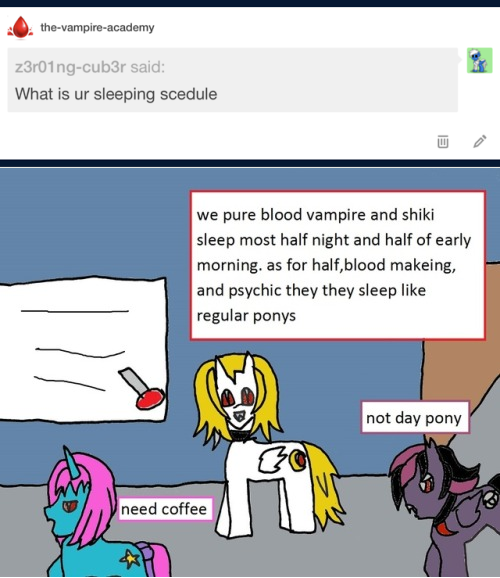 Size: 500x578 | Tagged: safe, artist:ask-luciavampire, derpibooru import, oc, pegasus, pony, unicorn, vampire, vampony, tumblr:the-vampire-academy, 1000 hours in ms paint, ask, sleepy, tumblr