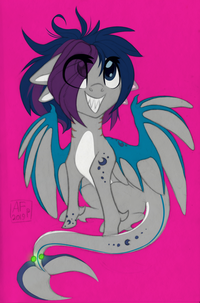 Size: 2308x3500 | Tagged: safe, artist:airfly-pony, derpibooru import, oc, oc:nightsong, unofficial characters only, pony, cute, elepatrium, eye clipping through hair, female, kalharia, kalharia's wings, rcf community, smiling, solo, universe elepatrium