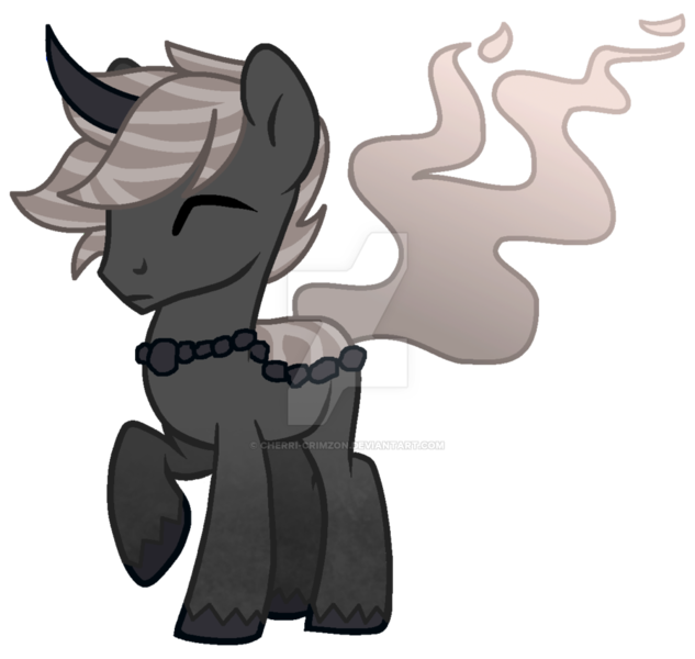 Size: 900x853 | Tagged: artist:cherri-crimzon, derpibooru import, deviantart watermark, male, obtrusive watermark, oc, oc:coal, original species, pond pony, safe, simple background, solo, stallion, transparent background, watermark