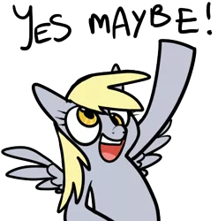 Size: 461x467 | Tagged: safe, artist:goodmode, deleted from derpibooru, derpibooru import, derpy hooves, pegasus, pony, caption, derp, maybe, simple background, smiling, solo, transparent background, yes