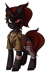 Size: 700x1050 | Tagged: safe, artist:crimmharmony, derpibooru import, oc, oc:protege, unofficial characters only, pony, unicorn, fallout equestria, fallout equestria: murky number seven, bandage, clothes, duster, fanfic art, male, scar, simple background, solo, stallion, standing, transparent background, vest