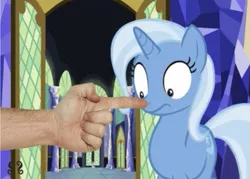 Size: 640x457 | Tagged: safe, derpibooru import, edit, edited screencap, editor:undeadponysoldier, screencap, spike, trixie, human, pony, unicorn, all bottled up, boop, cute, diatrixes, female, hand, irl, irl human, mare, photo, twilight's castle