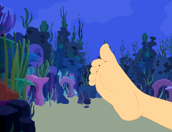 Size: 576x443 | Tagged: questionable, artist:egskinnydippers101, derpibooru import, applejack, fish, human, equestria girls, animated, bubble, feet, fetish, foot fetish, gif, ocean, reef, soles, solo, toes, underwater, wiggling toes
