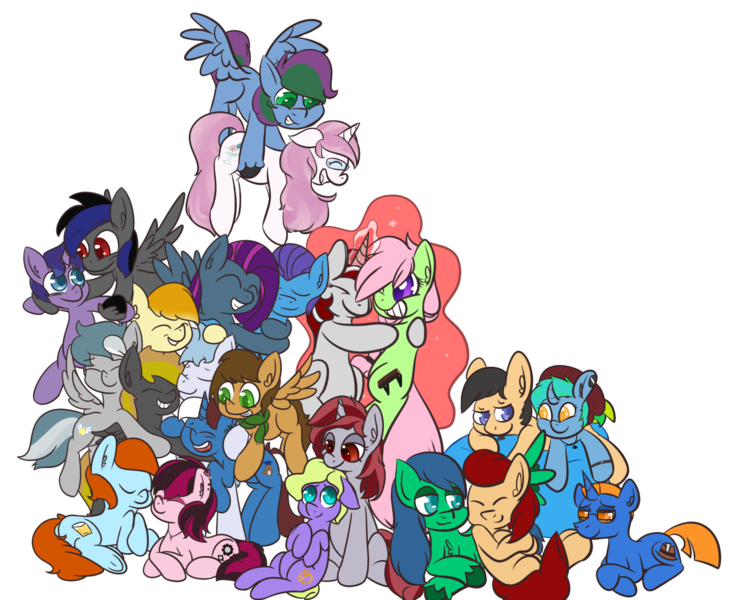 Size: 1280x1052 | Tagged: safe, artist:kimmychan1, derpibooru import, oc, oc:blueshift, oc:leetlejim, oc:pug, oc:summer memory, oc:wut do, oc:xena, pony, berrytube, eurohug, simple background, transparent background