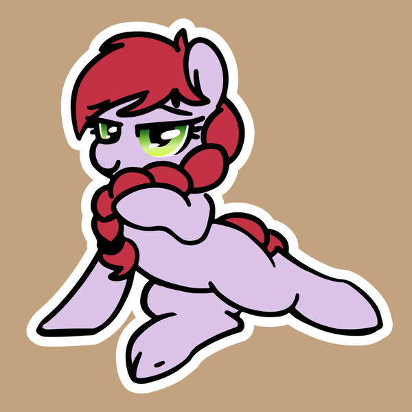 Size: 1280x1280 | Tagged: safe, artist:masserey, derpibooru import, oc, oc:crab apple, earth pony, pony, bedroom eyes, braid, female, looking at you, mare, smiling, solo, sultry pose