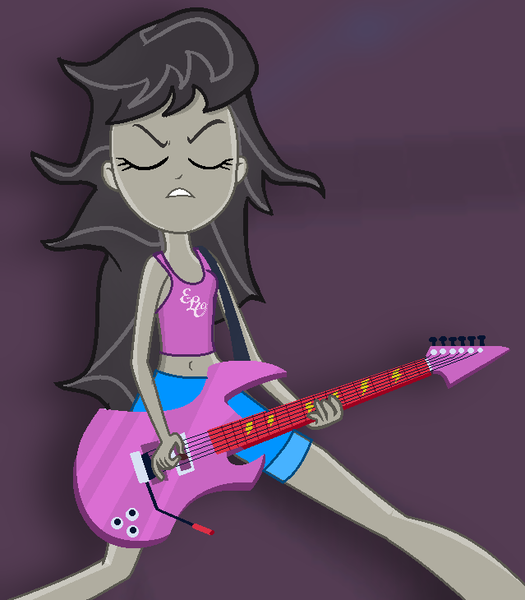 Size: 639x730 | Tagged: safe, artist:azura-bases, artist:grapefruitface1, derpibooru import, octavia melody, equestria girls, alternate clothes, alternate hairstyle, base used, belly button, clothes, electric light orchestra, eyes closed, guitar, midriff, musical instrument, rocktavia, tanktop