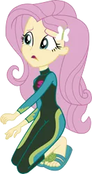 Size: 4655x8794 | Tagged: safe, artist:marcorois, derpibooru import, edit, fluttershy, aww... baby turtles, equestria girls, equestria girls series, clothes, feet, flip-flops, heel pop, sandals, simple background, solo, swimsuit, transparent background, vector, wetsuit