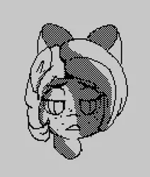 Size: 516x608 | Tagged: safe, artist:dog giraffe, derpibooru import, oc, oc:sundrop, pony, black and white, bust, grayscale, monochrome, pixel art