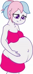 Size: 775x1735 | Tagged: safe, artist:mlp-pregnancy-is-magic, derpibooru import, oc, oc:bundle joy, unofficial characters only, equestria girls, belly, belly button, big belly, clothes, colored, colorer:ngkq, equestria girls-ified, pregnant, pregnant equestria girls, skirt, solo