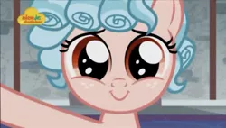 Size: 1302x741 | Tagged: safe, derpibooru import, screencap, cozy glow, pegasus, pony, school raze, adoracreepy, cozy glow is best facemaker, cozybetes, creepy, cute, female, filly, foal, freckles, logo, looking at you, nick jr., smiling, smiling at you, solo