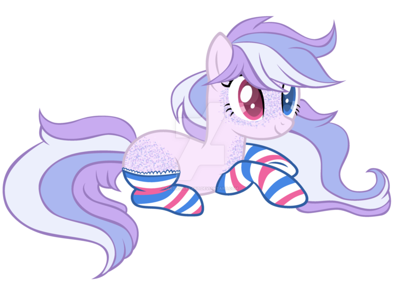 Size: 1280x906 | Tagged: safe, artist:magicdarkart, derpibooru import, oc, earth pony, pony, base used, butt freckles, clothes, deviantart watermark, female, freckles, heterochromia, mare, obtrusive watermark, prone, simple background, socks, solo, striped socks, transparent background, watermark