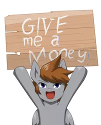 Size: 2894x3583 | Tagged: safe, artist:kiminofreewings, derpibooru import, oc, oc:kimino, pegasus, pony, board, bring something up, cute, half body, looking up, money, smiley face, smiling, solo, wood