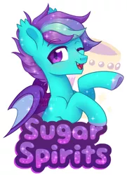 Size: 2203x3038 | Tagged: safe, artist:hawthornss, derpibooru import, oc, oc:sugar spirits, unofficial characters only, bat pony, badge, bat pony oc, bat wings, blushing, chest fluff, colored hooves, cute, cute little fangs, ear fluff, fangs, looking at you, simple background, smiling, sparkles, text, underhoof, unshorn fetlocks, watermark, white background, wings