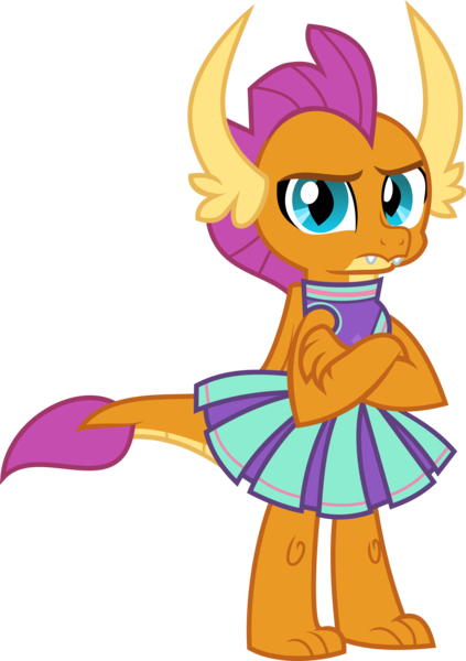 Size: 4785x6790 | Tagged: 2 4 6 greaaat, artist:digimonlover101, cheerleader, cheerleader smolder, clothes, crossed arms, cute, derpibooru import, dragon, dragoness, female, looking at you, pleated skirt, safe, simple background, skirt, smolder, smolderbetes, smolder is not amused, solo, transparent background, unamused, vector