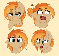 Size: 2188x2076 | Tagged: safe, artist:thegamblehorse, deleted from derpibooru, derpibooru import, oc, oc:parlay, unofficial characters only, earth pony, pony, confused, crazy face, expressions, faic, female, flirting, floppy ears, freckles, kissy face, mare, scared, simple background, solo, unshorn fetlocks