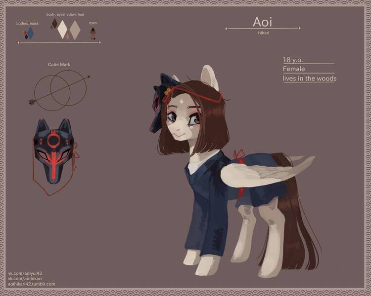 Size: 1000x800 | Tagged: safe, artist:aoiyui, derpibooru import, oc, oc:aoi, pegasus, pony, clothes, mask, reference sheet, solo