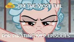 Size: 1280x734 | Tagged: safe, derpibooru import, edit, edited screencap, screencap, cozy glow, pegasus, pony, school raze, angry, caption, cozy glow is not amused, cozybetes, cute, dialogue, female, filly, freckles, image macro, logo, looking at you, nick jr., solo, text, unamused