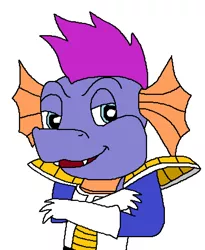 Size: 736x896 | Tagged: artist:logan jones, brian drummond, clothes, cosplay, costume, derpibooru import, dragon, dragon ball z, g3, male, master kenbroath gilspotten heathspike, safe, simple background, vegeta, voice actor joke, white background