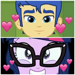 Size: 3464x3464 | Tagged: safe, derpibooru import, edit, flash sentry, sci-twi, twilight sparkle, equestria girls, friendship games, female, flashlight, male, sciflash, shipping, shipping domino, straight