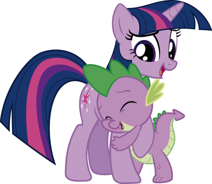 Size: 960x832 | Tagged: safe, artist:j5a4, derpibooru import, spike, twilight sparkle, dragon, pony, unicorn, cute, female, hug, male, mare, open mouth, simple background, spikelove, transparent background, unicorn twilight, vector