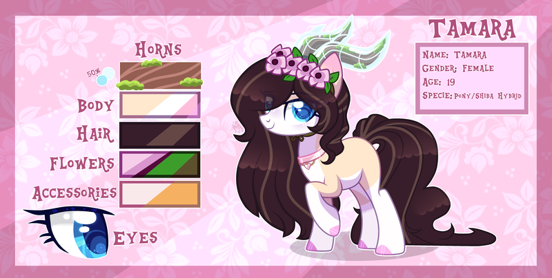 Size: 5808x2936 | Tagged: safe, artist:sugaryicecreammlp, derpibooru import, oc, oc:tamara, earth pony, pony, base used, female, horns, mare, reference sheet, solo