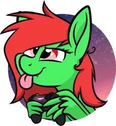 Size: 1906x2071 | Tagged: safe, artist:binkyt11, derpibooru import, part of a set, oc, oc:watermelon frenzy, unofficial characters only, pegasus, pony, circle background, controller, cute, dawn, focused, icon, male, playing, simple background, tongue out, transparent background, wing hands, wings