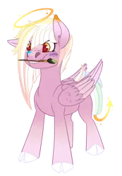 Size: 1432x2074 | Tagged: safe, artist:tsand106, derpibooru import, oc, oc:trouble, pegasus, pony, female, halo, mare, mouth hold, paintbrush, solo