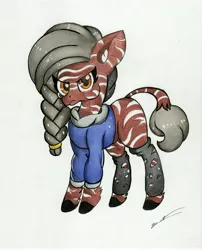 Size: 4471x5545 | Tagged: absurd resolution, artist:luxiwind, clothes, derpibooru import, female, hoodie, oc, oc:rosa, safe, solo, traditional art, zebra