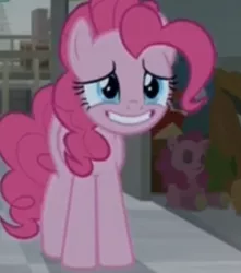 Size: 325x367 | Tagged: safe, derpibooru import, screencap, pinkie pie, pony, the last laugh, cropped, low quality, plushie, solo