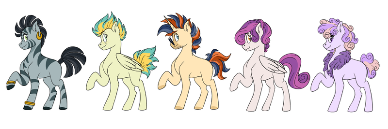 Size: 1500x500 | Tagged: safe, artist:pastel-charms, derpibooru import, oc, unofficial characters only, earth pony, hybrid, pegasus, pony, unicorn, zony, female, magical gay spawn, magical lesbian spawn, male, mare, offspring, parent:doctor caballeron, parent:flash sentry, parent:fleetfoot, parent:lightning dust, parent:scootaloo, parent:sunburst, parent:suri polomare, parent:svengallop, parent:sweetie belle, parent:zecora, parents:flashburst, parents:fleetdusy, parents:scootabelle, parents:surigallop, parents:zecoron, simple background, stallion, white background