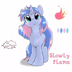 Size: 1485x1485 | Tagged: safe, artist:kurogewapony, derpibooru import, oc, oc:slowly flame, unofficial characters only, pony, unicorn, female, looking at you, simple background, solo, white background