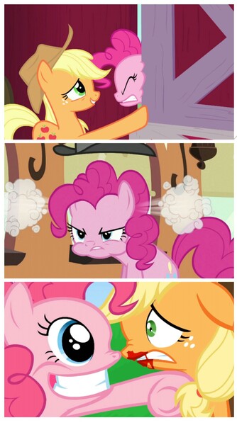 Size: 935x1682 | Tagged: semi-grimdark, derpibooru import, edit, edited screencap, screencap, applejack, pinkie pie, earth pony, pony, smile hd, mmmystery on the friendship express, party of one, abuse, angry, blood, comic, female, imminent death, jackabuse, mare, pinkiebuse, revenge, screencap comic