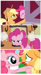 Size: 935x1682 | Tagged: semi-grimdark, derpibooru import, edit, edited screencap, screencap, applejack, pinkie pie, earth pony, pony, smile hd, mmmystery on the friendship express, party of one, abuse, angry, blood, comic, female, imminent death, jackabuse, mare, pinkiebuse, revenge, screencap comic