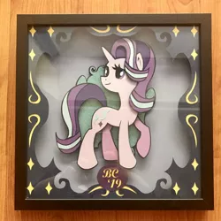 Size: 2048x2044 | Tagged: safe, artist:the-paper-pony, derpibooru import, starlight glimmer, pony, unicorn, shadowbox, smiling, solo, traditional art