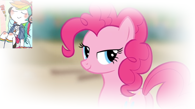 Size: 1280x720 | Tagged: safe, artist:chi-hayu, derpibooru import, edit, edited screencap, editor:michaelsety, screencap, pinkie pie, rainbow dash, equestria girls, equestria hills 90210, bedroom eyes, dream, implied lesbian, implied pinkiedash, implied shipping, sleeping