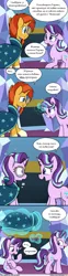 Size: 700x2817 | Tagged: safe, artist:skitter, derpibooru import, starlight glimmer, sunburst, pony, unicorn, character proxy, character to character, clothes, comic, cutie mark, cyrillic, dialogue, duo, female, glasses, glowing horn, horn, magic, magic abuse, male, mare, robe, russian, self ponidox, stallion, sunburst's glasses, sunburst's robe, telekinesis, transformation, transgender transformation, translation, twinning