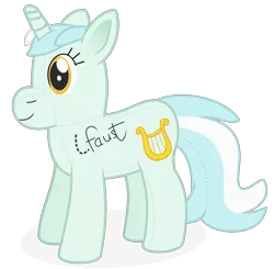 Size: 2700x2650 | Tagged: safe, artist:devfield, derpibooru import, lyra heartstrings, pony, unicorn, autograph, female, lauren faust, lyra plushie, plothole plush lyra, plushie, simple background, solo, stitching, transparent background, two toned mane, two toned tail, vector