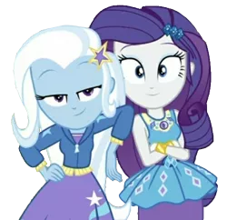 Size: 552x535 | Tagged: safe, derpibooru import, edit, edited screencap, editor:grapefruitface, screencap, rarity, trixie, equestria girls, equestria girls series, sock it to me, spoiler:eqg series (season 2), background removed, duo, duo female, female, not a vector, simple background, transparent background