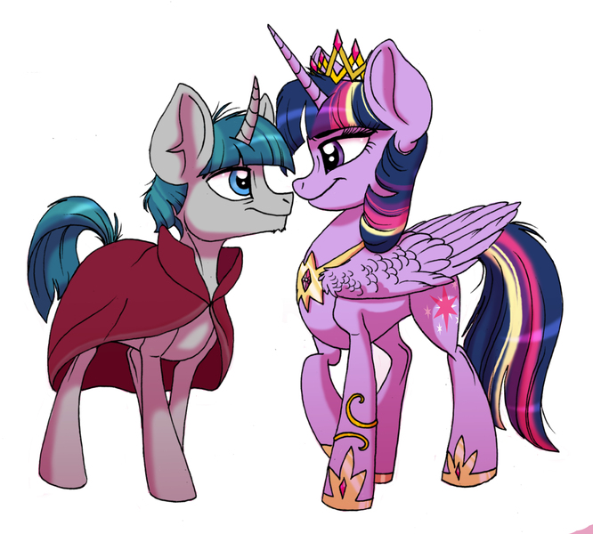 Size: 5096x4588 | Tagged: safe, artist:celestial-rainstorm, derpibooru import, stygian, twilight sparkle, twilight sparkle (alicorn), alicorn, pony, absurd resolution, female, male, shipping, simple background, story included, straight, twigian, twiligian, white background