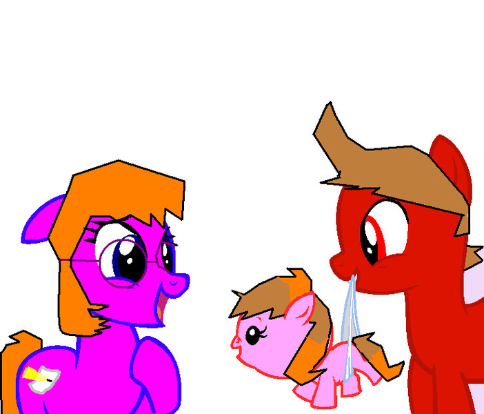Size: 739x632 | Tagged: safe, artist:lizziegould, artist:rain-approves, derpibooru import, oc, oc:rose, ponified, pony, 1000 hours in ms paint, base used, diaper, eddsworld, image, jpeg, linda, mouth hold, offspring, parent:linda, parent:tord, story included, tord