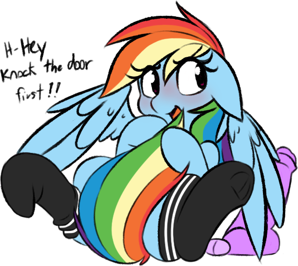 Size: 604x538 | Tagged: questionable, artist:rice, color edit, derpibooru import, edit, rainbow dash, pegasus, pony, adorasexy, blushing, caught, clothes, colored, covering, cute, dialogue, dildo, egg vibrator, embarrassed, engrish, female, floppy ears, frog (hoof), grammar error, horsecock dildo, implied masturbation, mare, offscreen character, sex toy, sexy, simple background, socks, solo, solo female, stupid sexy rainbow dash, tail covering, underhoof, vibrator, white background