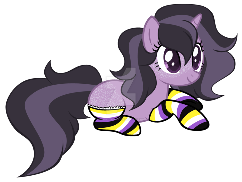 Size: 1280x964 | Tagged: safe, artist:magicdarkart, derpibooru import, oc, pony, unicorn, base used, butt freckles, clothes, deviantart watermark, female, freckles, mare, obtrusive watermark, prone, simple background, socks, solo, striped socks, transparent background, watermark