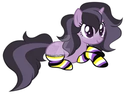 Size: 1280x964 | Tagged: safe, artist:magicdarkart, derpibooru import, oc, pony, unicorn, base used, butt freckles, clothes, deviantart watermark, female, freckles, mare, obtrusive watermark, prone, simple background, socks, solo, striped socks, transparent background, watermark