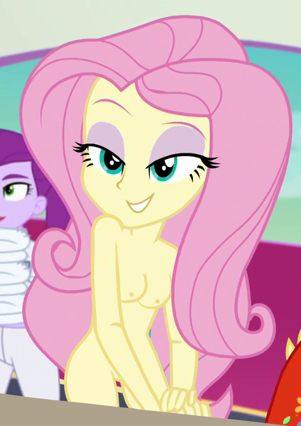 Size: 661x936 | Tagged: questionable, derpibooru import, edit, edited screencap, screencap, fluttershy, equestria girls, spring breakdown, breasts, nipples, nude edit, nudity