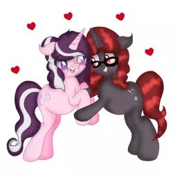 Size: 768x768 | Tagged: safe, artist:doraeartdreams-aspy, derpibooru import, oc, oc:curse word, oc:magpie, unofficial characters only, pony, crying, female, lesbian, tears of joy